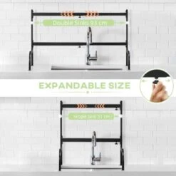 HOMCOM 2 Tier Adjustable Over The Sink Dish Drainer - Black - 801-286V00BK 19 HOMCOM 2 Tier Adjustable Over The Sink Dish Drainer - Black - 801-286V00BK -Best Kitchen Items oc0b10188d6780b46.jpg