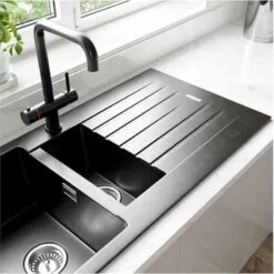 Prima+ 1 Bowl Granite Reversible Inset Sink With Drainer - Gun Metal - CPR320 -Best Kitchen Items p r prima cpr320 2