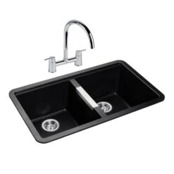 Rangemaster Paragon 2 Bowl Igneous Granite Kitchen Sink - Ash Black - PAR3641AS/ 7 Rangemaster Paragon 2 Bowl Igneous Granite Kitchen Sink - Ash Black - PAR3641AS/ -Best Kitchen Items par3641as 2