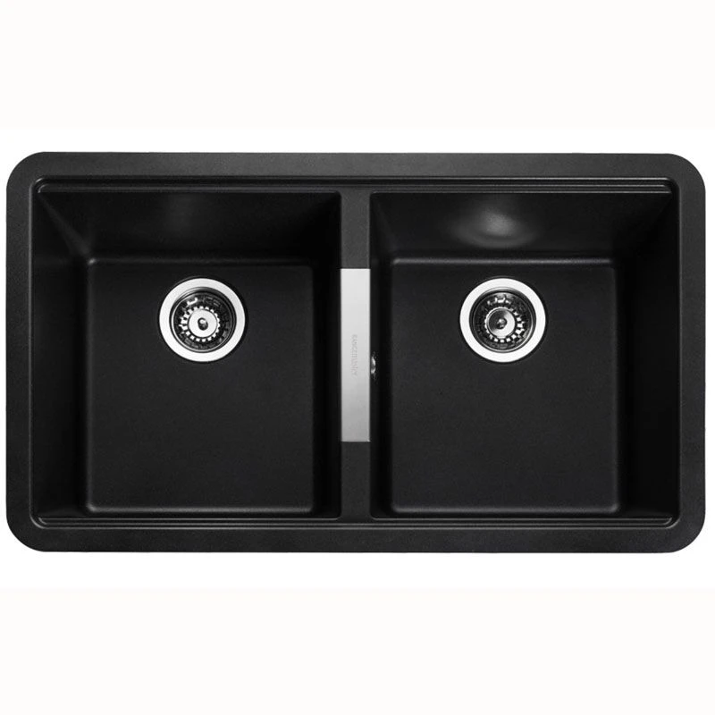 Rangemaster Paragon 2 Bowl Igneous Granite Kitchen Sink - Ash Black - PAR3641AS/ 3 Rangemaster Paragon 2 Bowl Igneous Granite Kitchen Sink - Ash Black - PAR3641AS/
