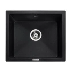 Rangemaster Paragon 1 Bowl Igneous Granite Kitchen Sink - Ash Black - PAR4553AS/