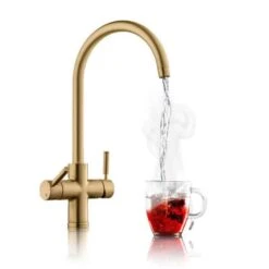 Rangemaster GEO Intense 4 In 1 Tap And Boiler - Brushed Brass - GEO4TIDBB/ -Best Kitchen Items r a rangemaster geo4tidbb tap pouring