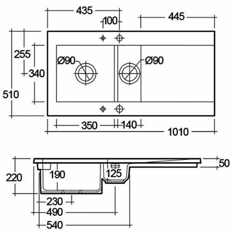 RAK Ceramics Dream 1 Slim 1.5 Bowl Kitchen Sink - Matt White - OC200NTSL500A 4 RAK Ceramics Dream 1 Slim 1.5 Bowl Kitchen Sink - Matt White - OC200NTSL500A - Image 2