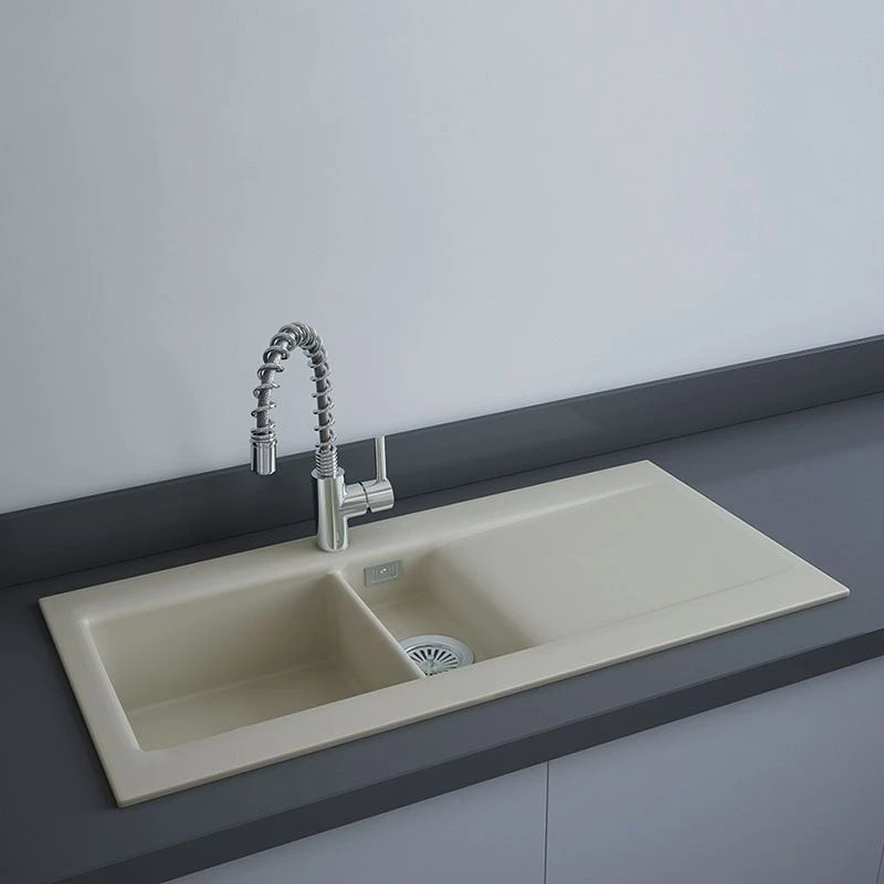 RAK Ceramics Dream 1 Slim 1.5 Bowl Kitchen Sink - Matt Greige - OC200NTSL505A 3 RAK Ceramics Dream 1 Slim 1.5 Bowl Kitchen Sink - Matt Greige - OC200NTSL505A