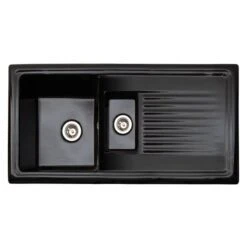 Best Kitchen Items 7 Reginox Regi-Ceramic 1.5 Bowl Kitchen Sink Including Waste - Black - RL 401 CB
