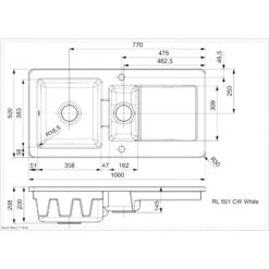 Reginox Regi-Ceramic 1.5 Bowl Kitchen Sink - White - RL 501 CW -Best Kitchen Items rl501cw dimensions