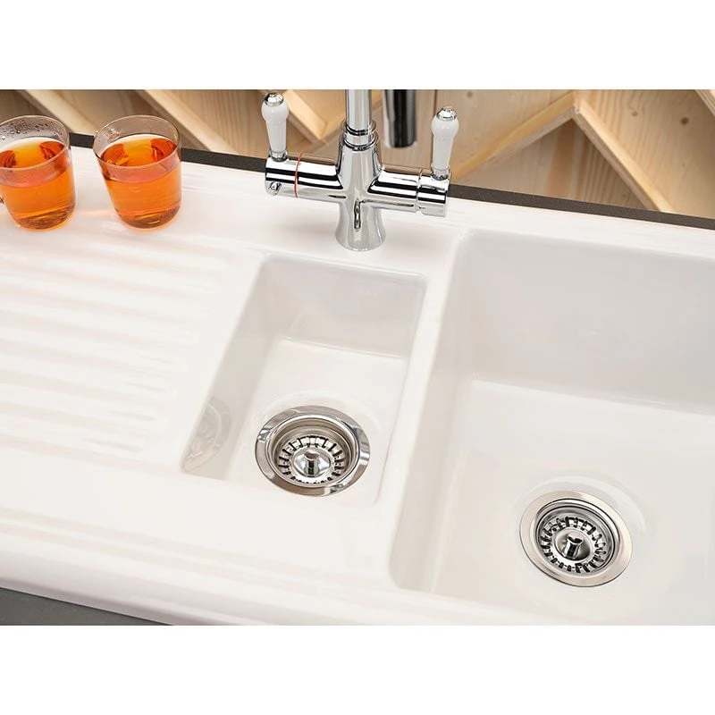 Reginox Regi-Ceramic 1.5 Bowl Kitchen Sink Including Waste - White - RL 301 CW 5 Reginox Regi-Ceramic 1.5 Bowl Kitchen Sink Including Waste - White - RL 301 CW - Image 3