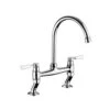 Rangemaster Belfast Bridge Traditional Dual Lever Kitchen Tap - Chrome / White - TBL3CM/WH -Best Kitchen Items tbl3cmwh
