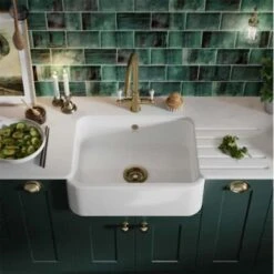 Best Kitchen Items 24 Thomas Denby Windsor 1 Bowl Ceramic Belfast Kitchen Sink - White - TWI600