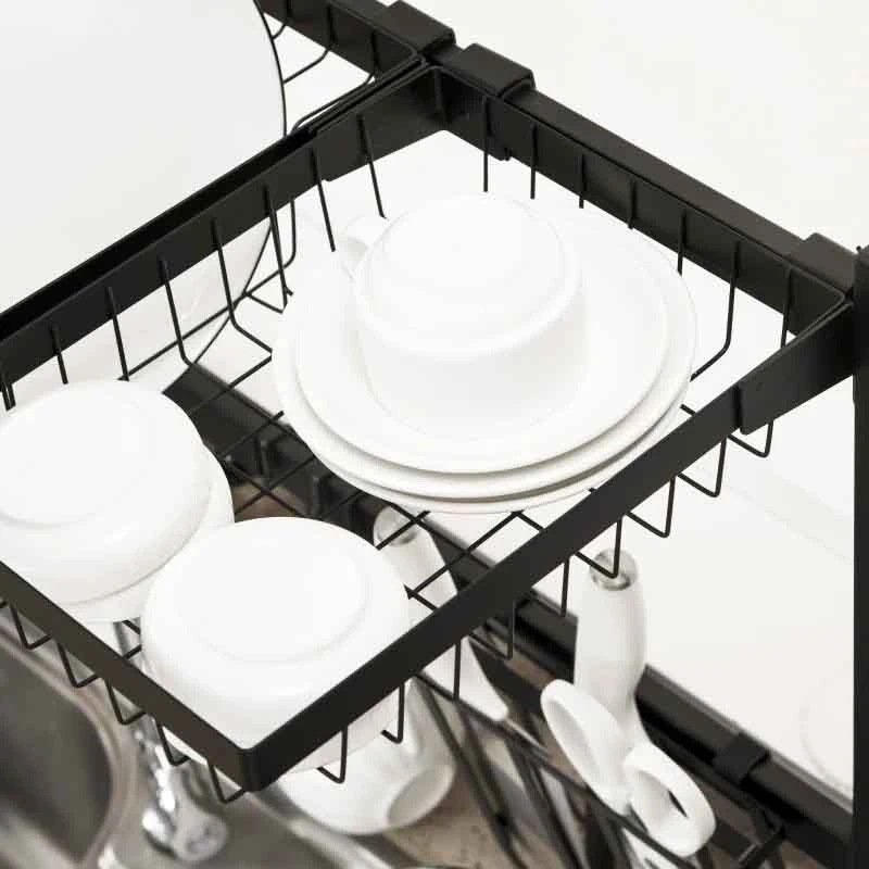 HOMCOM 2 Tier Adjustable Over The Sink Dish Drainer - Black - 801-286V00BK 11 HOMCOM 2 Tier Adjustable Over The Sink Dish Drainer - Black - 801-286V00BK - Image 9
