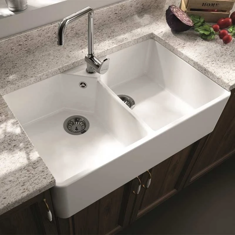 Thomas Denby Vintage 1 Bowl Ceramic Double Bowl Kitchen Sink - White - VIN800 3 Thomas Denby Vintage 1 Bowl Ceramic Double Bowl Kitchen Sink - White - VIN800