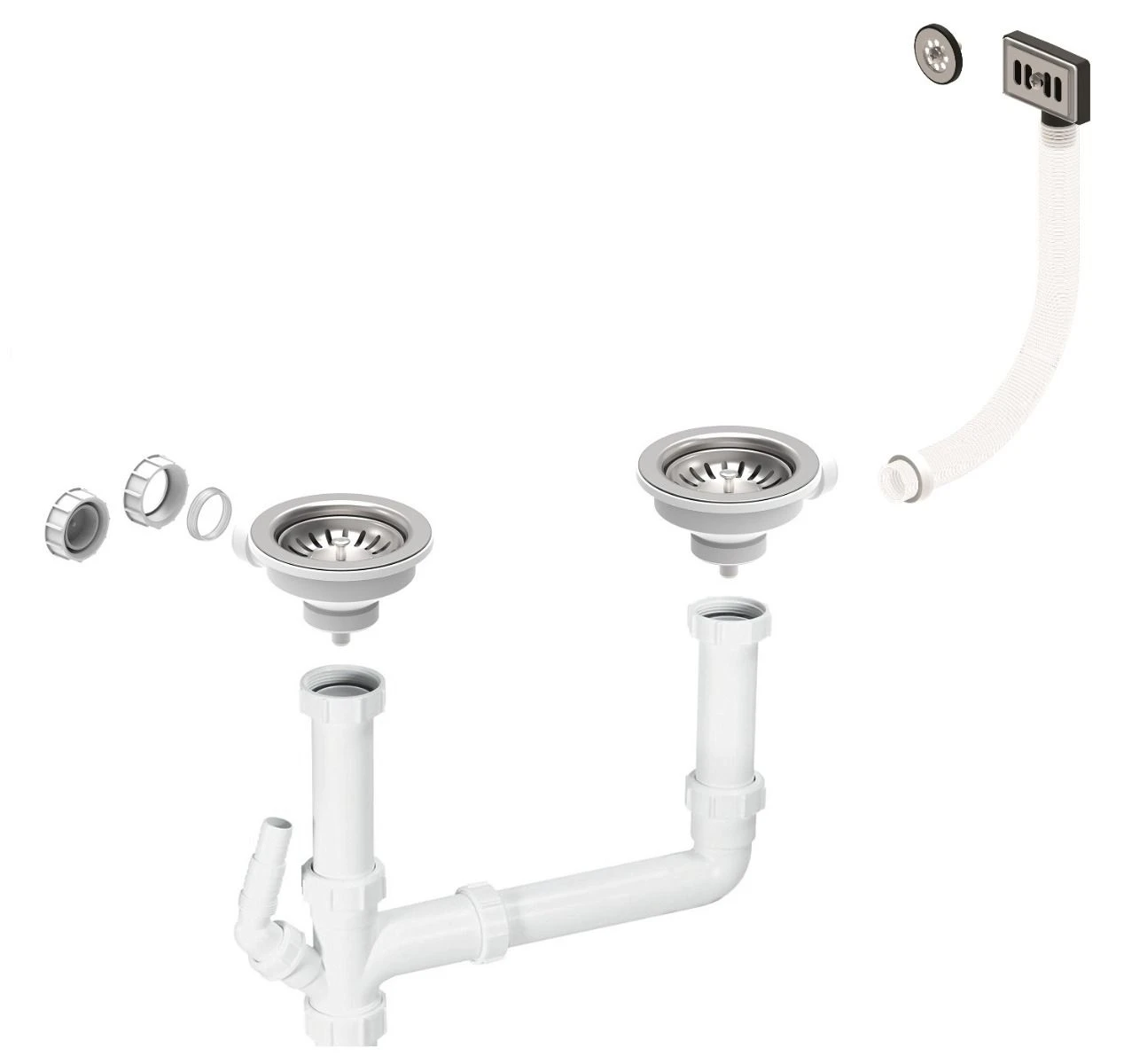 Thomas Denby 2 X 90mm Kitchen Sink Wastes With Universal Overflows - WKIT2 3 Thomas Denby 2 X 90mm Kitchen Sink Wastes With Universal Overflows - WKIT2